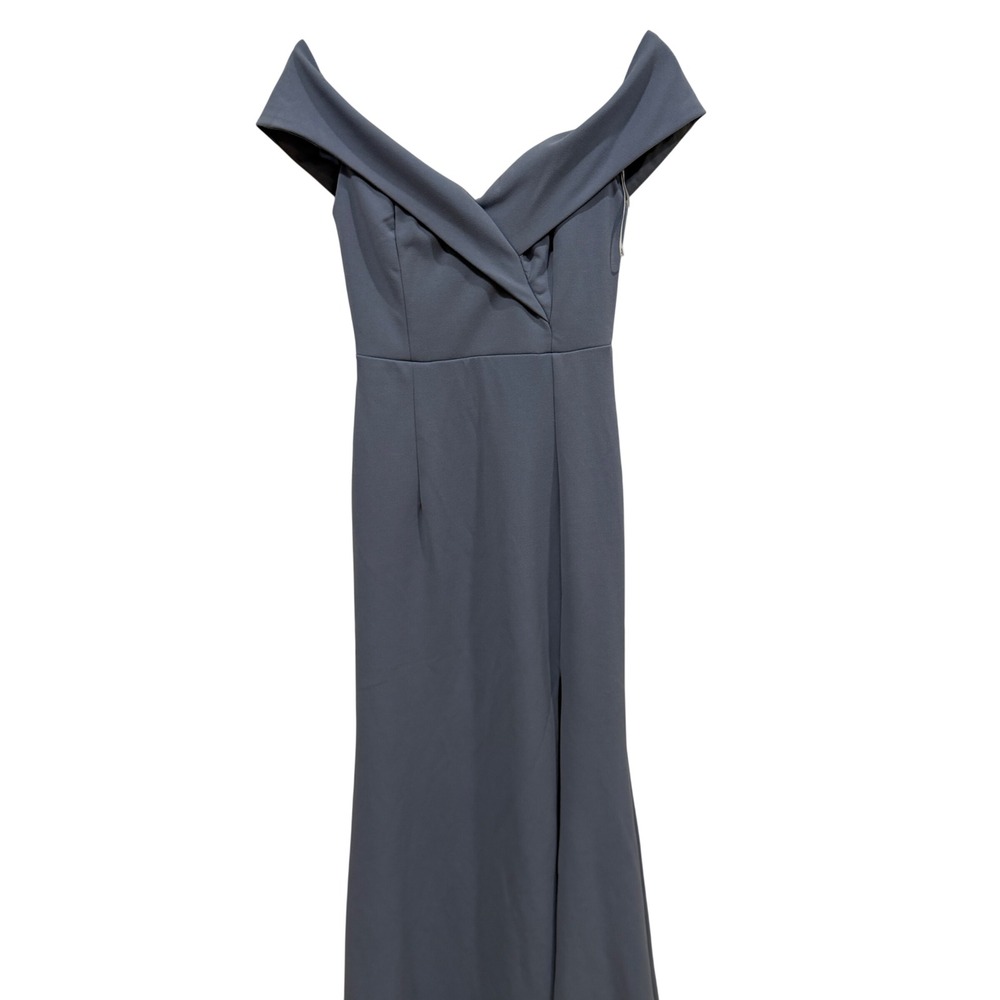 Lulus Dusty Blue Off the‎ Shoulder Surplice Maxi Dress XS Formal Bridesmaid